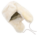 White Sheared Sheepskin Trapper Hat