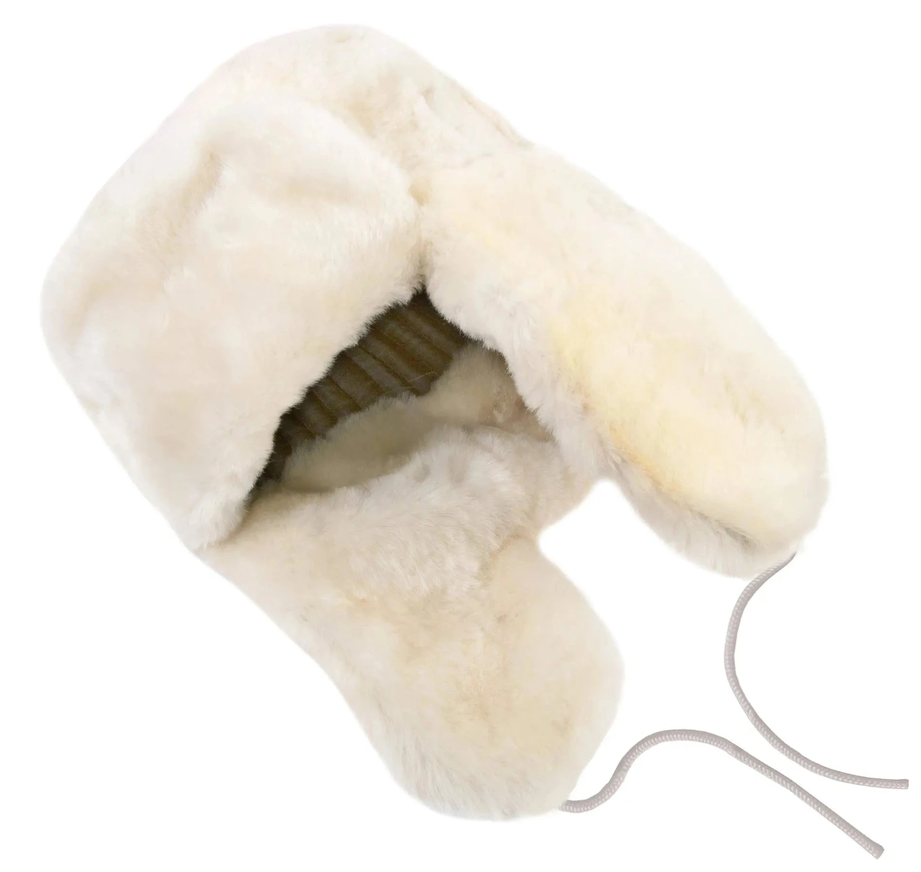 White Sheared Sheepskin Trapper Hat