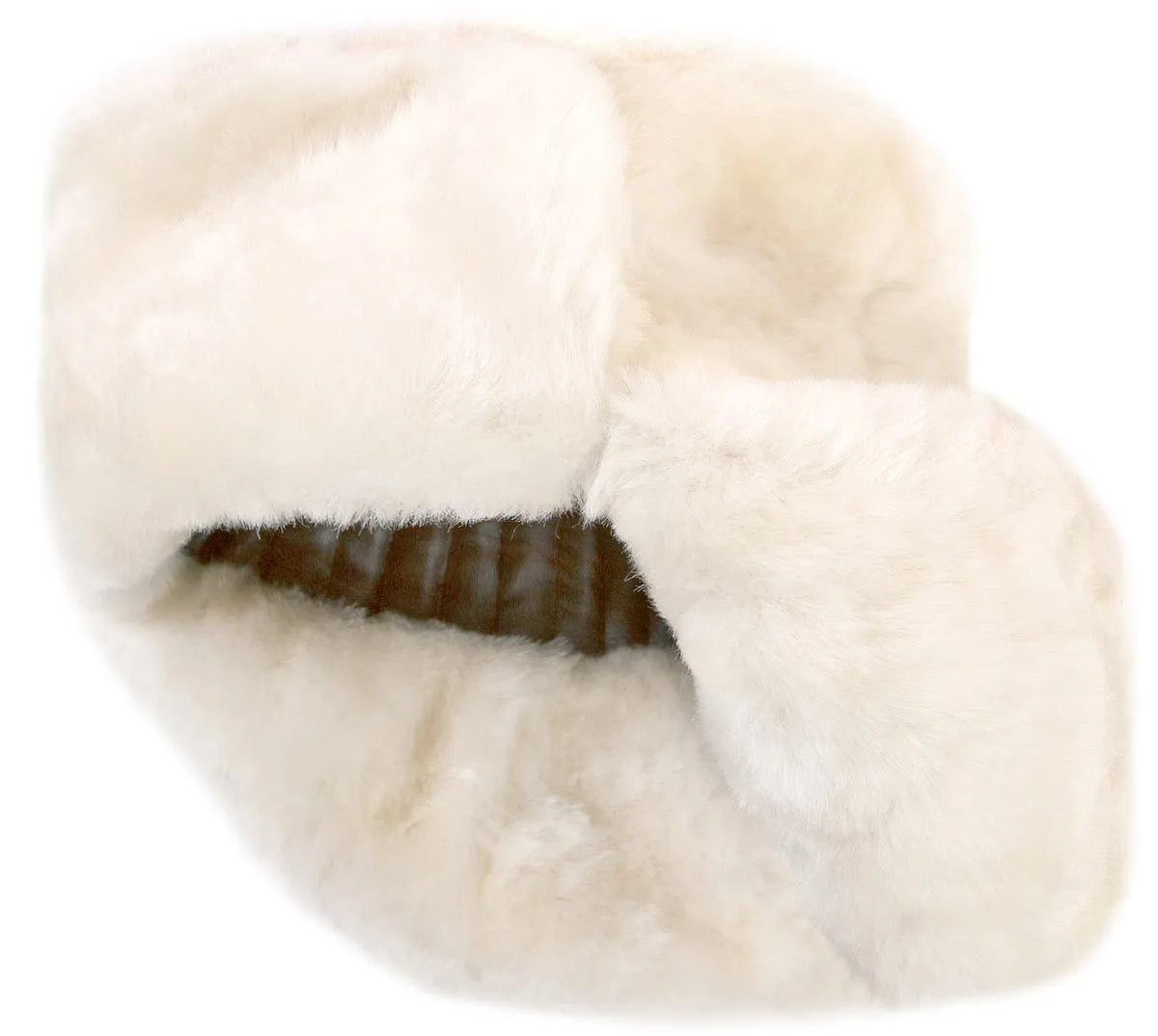 White Sheared Sheepskin Trapper Hat
