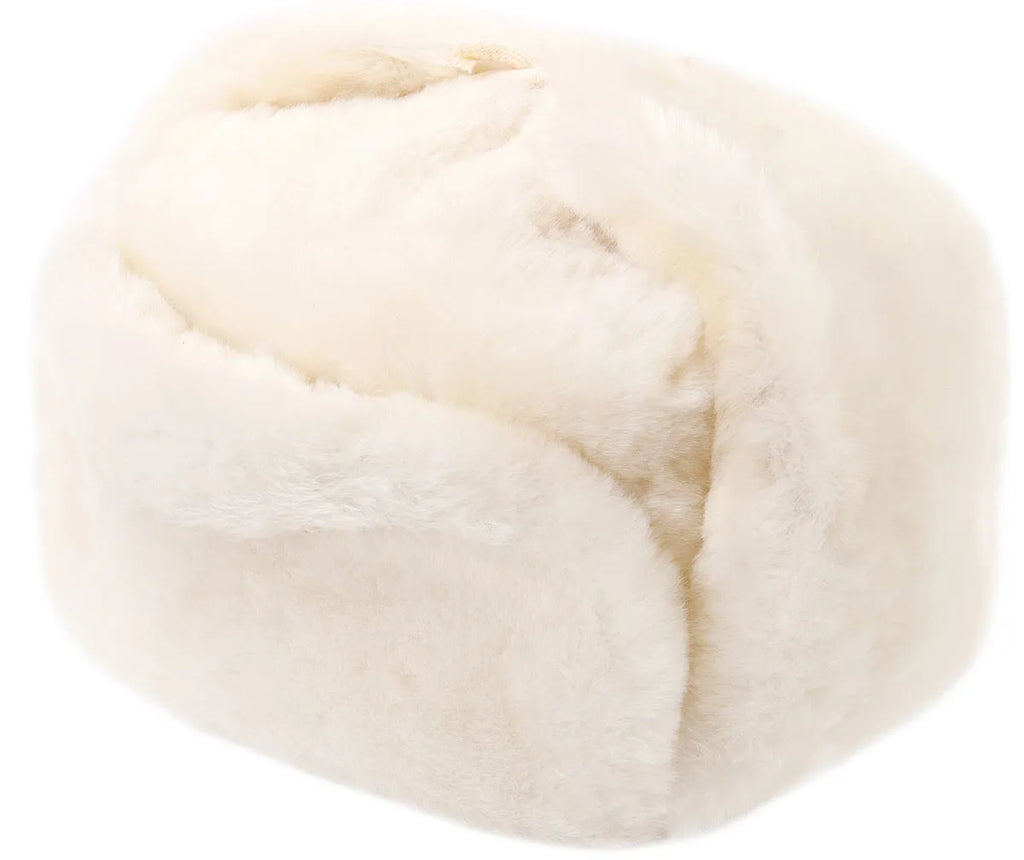 White Sheared Sheepskin Trapper Hat